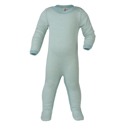 Schlafanzug / Body mit Fuß "gletscher/natur", mit Druckknöpfen im Schritt, 70% Schurwolle/30% Seide