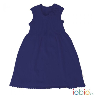 Kleid "marine festlich gestrickt", 100% Baumwolle (kbA) - z.B. für Taufe und andere Festlichkeiten 86/92