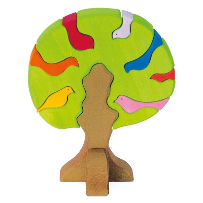 "Vogelbaum - Vögel im Laubbaum", Glückskäfer-Baum-Puzzle, ca. 23cm hoch