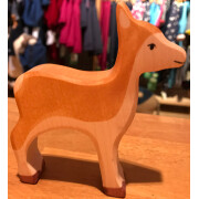 Holzfigur "Reh - Waldtier", stehend, handbemalt, braun, ca. 10,5 x 2,3 x12cm