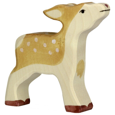 Holzfigur "Rehkitz - Waldtier", stehend, handbemalt, braun, ca. 9 x1,8 x8cm
