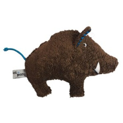 Knister-Rassel-Kuscheltier "Wildschweinchen", braun, außen: 100% Baumwolle (kbA), Rückseite kariert