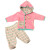 Anzug-Set "rosa-gestreift mit Reh" aus Hose und Jacke, 100% Baumwolle (kbA), rosa-mint-grau-natur-getreift