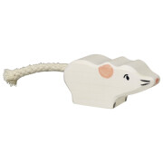 Holzfigur "weiße Maus", Holztiger...