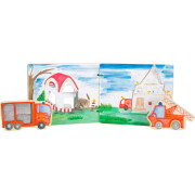 interaktives Holzbuch "Feuerwehr - mit Löschwagen und Leiterwagen" - bespielbares Bilderbuch mit 2 Klett-Feuerwehr-Fahrzeugen, ab 1 Jahr, 8 Schichtholzseiten
