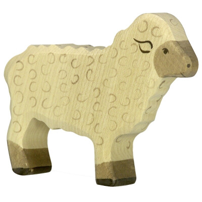 Holzfigur "Schaf, stehend", Holztiger Holzfiguren, handbemalt - das groß Schaf bzw. Schäflein