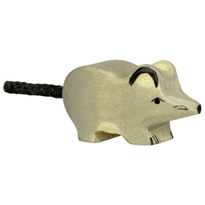 Holzfigur "graue Maus", Holztiger Holzfiguren, handbemalt
