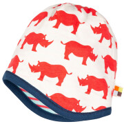 Wendemütze "Streifen cloud: hellblau-cayenne - innen: Nashorn cayenne", 100% Baumwolle (kbA)