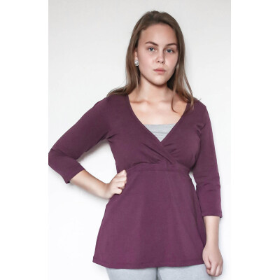 Still-Tunika, aubergine, 95% Baumwolle (kbA), 5% Elasthan L