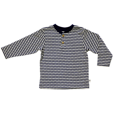 Shirt "dunkelblau/beige mit Raute + Welle" mit 2 Knöpfen vorne, 100% Baumwolle (kbA), passend u.a. zur Kollektion Zypern