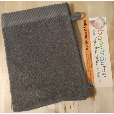 Waschhandschuh dunkelgrau, 100% Baumwolle (kbA)-Frottee, 1 Stück dunkelgrau