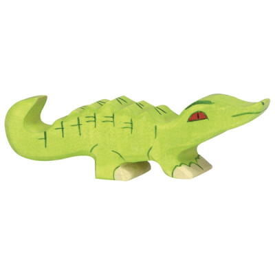Holzfigur "kleines Krokodil", Holztiger Holzfiguren, handbemalt