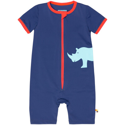 UV-°°Schutz-Badeoverall ultramarine "UV 50+ Nashorn" cayennerot abgesetzt, 78% Polyamid ( recycelt)/22% Elasthan 62/68