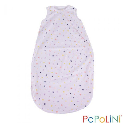 Sommer-BioSchlafsack "Sparkle auf weiß: leicht + luftig", 100% Baumwolle (kbA), einlagig, seitlicher Reißverschluss 110cm