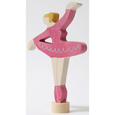 Geburtstagsstecker "rosa Ballerina (Rubinrot)",  Grimms, Holz, Steckfigur für Geburtstagskranz (ohne Kranz, ohne weitere Deko)