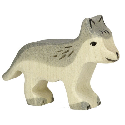 Holzfigur "kleiner Wolf", Holztiger Holzfiguren, handbemalt