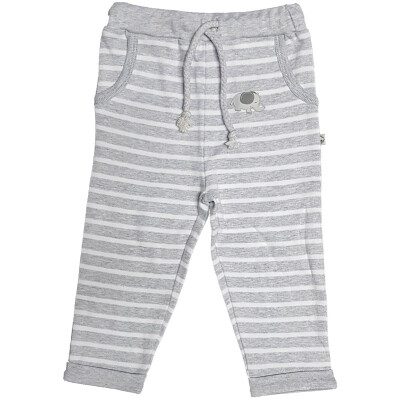 Baby-Joggerhose "Elefant auf grauen Streifen", mit Kordel, 100% Baumwolle (kbA)