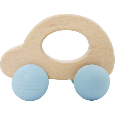 Auto-Rolli - Greifling in Autoform Gestaltung: natur und pastellblau, heimisches massives Buchenholz, ca.10cm