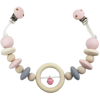Kinderwagenkette "mit rosa Glöckchen", ca. 47cm - Holz