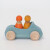 Auto-Cabrio "groß, blau mit 2 Regenbogenfreunden" Farben der Grimms Freunde: gelb, orange, lasiert, heimisches Massivholz, ca.13cm, Altersempfehlung: 1+