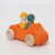 Auto-Cabrio "groß, orange mit 2 Regenbogenfreunden" Farben der Grimms Freunde: gelb, blau lasiert, heimisches Massivholz, ca.13cm, Altersempfehlung: 1+
