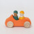 Auto-Cabrio "groß, orange mit 2 Regenbogenfreunden" Farben der Grimms Freunde: gelb, blau lasiert, heimisches Massivholz, ca.13cm, Altersempfehlung: 1+