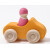 Auto-Cabrio "klein, gelb mit 1 Regenbogenfreund (rosa)", lasiert, heimisches Massivholz, ca.10,5cm, Altersempfehlung: 1+
