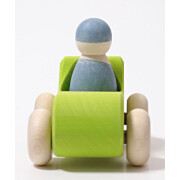 Auto-Cabrio "klein, grün mit 1 Regenbogenfreund (blau)", lasiert, heimisches Massivholz, ca.10,5cm, Altersempfehlung: 1+
