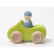 Auto-Cabrio "klein, grün mit 1 Regenbogenfreund (blau)", lasiert, heimisches Massivholz, ca.10,5cm, Altersempfehlung: 1+