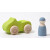 Auto-Cabrio "klein, grün mit 1 Regenbogenfreund (blau)", lasiert, heimisches Massivholz, ca.10,5cm, Altersempfehlung: 1+