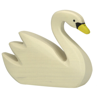 Holzfigur "Schwan schwimmend", Holztiger Holzfiguren, handbemalt