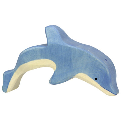 Holzfigur "Delfin, springend", Holztiger Holzfiguren, handbemalt