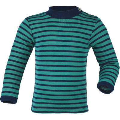 Shirt "eisvogel/marine", 70% Wolle (kbT)/30% Seide, - mit Schulterknöpfen! - Größe 110/116