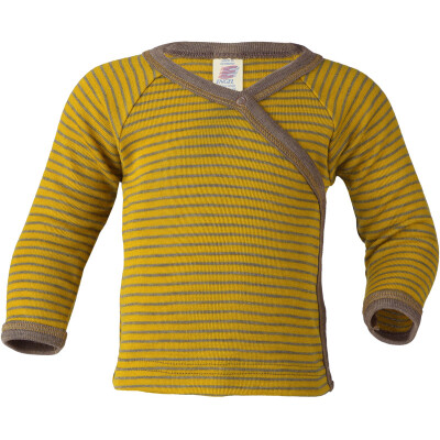 WickelShirt "safran/walnuss", 70% Wolle (kbT)/30% Seide, safrangelb/walnuss-braun 74/80