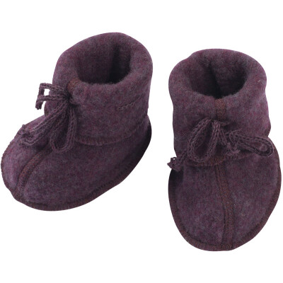 Baby-Schühchen "Engels lila melange-farbene Zwergenschühchen" aus weichem Woll-Fleece 100% Wolle (kbT) - weich und warm! - Lieferumfang 1 Paar