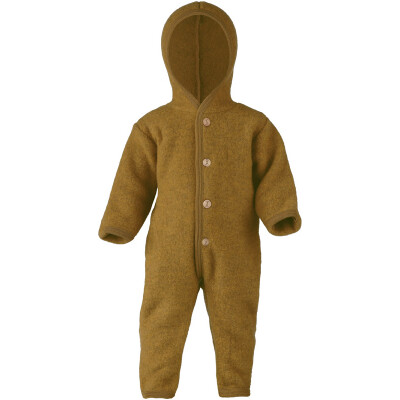Winteroverall "Engels safran meliertes Kuschel-Schaf", Fleece, 100% Wolle (Schurwoll-Fleece aus kbT-Schurwolle), safran melange 62/68