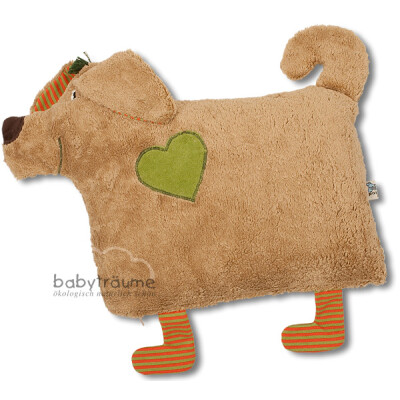 Kuschelkissen "Hund" bio-Hirsespelz, 100% Baumwolle (kbA), hellbraun, 30x46 cm²