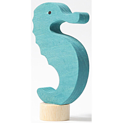 Geburtstagsstecker "Seepferdchen",  Grimms, Holz, Steckfigur Seepferd für Geburtstagskranz (ohne Kranz, ohne weitere Deko)