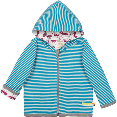 WendeJacke "Streifen petrol/ Ameisen: orchidee", 100% Baumwolle (kbA) 62/68