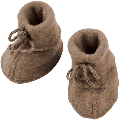 Baby-Schühchen "Engels walnuss braun-melange-farbene Zwergenschühchen" aus weichem Woll-Fleece 100% Wolle (kbT) - weich und warm! - Lieferumfang 1 Paar 2 = 11cm