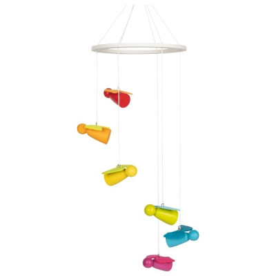 kleines 3-D-Mobile "farbige Schutzengel", 3-D, Holz, 13 x13x40 cm², - statt 11,99 € -