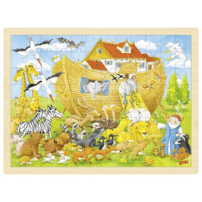 EinlegePuzzle "Arche Noah - Einzug in die Arche Noah mit vielen Tierpaaren" - 96 Puzzleteile