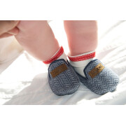 Babyschuhe "marine/natur - Fischgrät -...