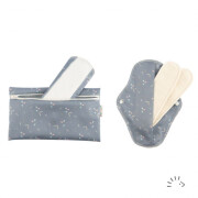 2 Damenbinden "Blossom auf grau" Flexi-soft-dry...