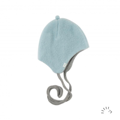 Wollfleece-Mützchen "eisblau", teilweise gefüttert