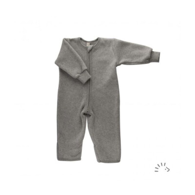(Schlaf-) Overall "grau-meliert", mit Umschlägen an den Beinen, Fleece, 100% Baumwolle (kbA),  Größe