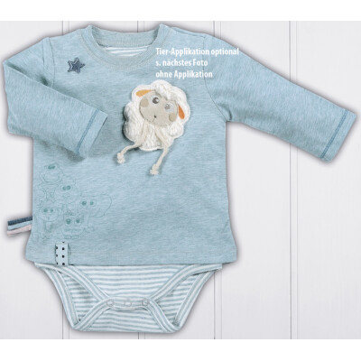 Body-Shirt "aqua-meliert mit Streifen + Stern - pimp das BodyShirt", 100% Baumwolle (kbA) - TierApplikation nicht inkl.