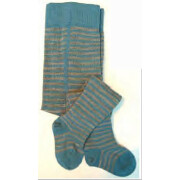 Strumpfhose "graumeliert/bergblau-gestreift -...