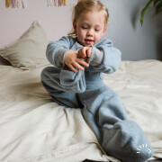 (Schlaf-) Overall "steinblau-meliert", mit Umschlägen an den Beinen, Fleece, 100% Baumwolle (kbA),  Größe