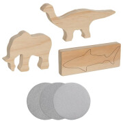 Schnitzrohlinge: Set: 3x Rohlinge + 3x Schleifpapier